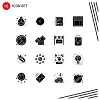 16 ícones criativos sinais e símbolos modernos de design de site de objetivo da web chinês elementos de design de vetores editáveis