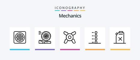 pacote de ícones da linha 5 da mecânica, incluindo . motor. combustível. design de ícones criativos vetor