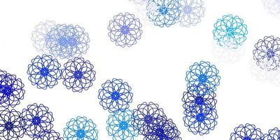 textura de doodle de vetor azul claro com flores.