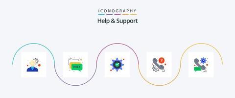 ajude e apoie o pacote de ícones flat 5, incluindo suporte. ajuda. aprovado. Perguntas frequentes. vetor
