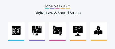 lei digital e pacote de ícones glyph 5 de estúdio de som, incluindo digital. direito autoral. digital. foto. dividendo. design de ícones criativos vetor