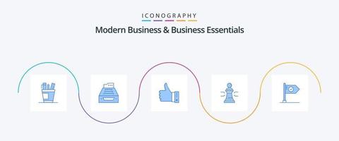 pacote de ícones de negócios modernos e essenciais de negócios azul 5, incluindo mão. dedo. contabilidade. Curti. caixa de entrada vetor