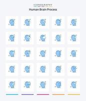 processo criativo do cérebro humano 25 pacote de ícones azul, como cabeça. mente. humano. relaxar. Saldo vetor