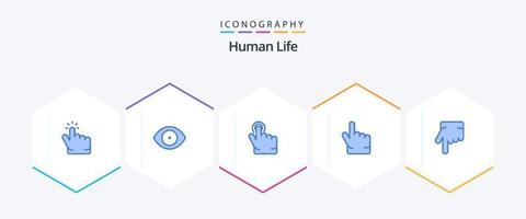 pacote de ícones humanos 25 azuis, incluindo . clique. . dedo indicador vetor