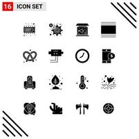 16 ícones criativos, sinais e símbolos modernos de miniaturas de cozimento, capa de layout de casa, elementos de design de vetores editáveis