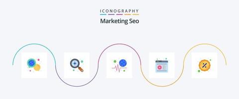 pacote de ícones de marketing seo flat 5 incluindo campanha. local na rede Internet. globo. vídeo. computador portátil vetor