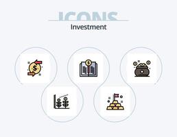 linha de investimento cheia de ícones do pacote 5 design de ícones. investimento. cifrão. investimento. dinheiro. finança vetor