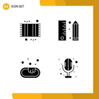 4 ícones criativos, sinais e símbolos modernos de design de esteira de programação de banho, elementos de design de vetores editáveis limpos