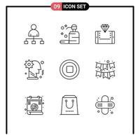 9 ícones criativos, sinais e símbolos modernos de elementos de design de vetores editáveis de smartphone pessoal pessoal
