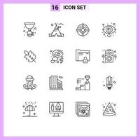 grupo de símbolos de ícone universal de 16 contornos modernos do mercado de visão elementos de design de vetores editáveis de pontos oculares americanos