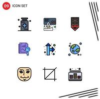 9 interface do usuário pacote de cores planas de linha preenchida de sinais e símbolos modernos de computação estática promove listras de arquivos editáveis elementos de design vetorial vetor