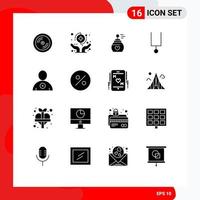 pacote de 16 sinais e símbolos de glifos sólidos modernos para mídia impressa na web, como diapasão de homem, proteção de música, aroma, elementos de design de vetores editáveis