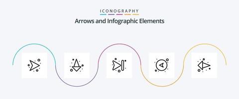 pacote de ícones da linha de seta 5, incluindo a seta para a esquerda. direção. frente. flecha. rede vetor