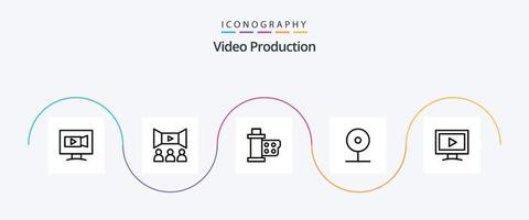 linha de produção de vídeo 5 pacote de ícones incluindo . multimídia . filme . filme . cinema vetor