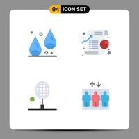 pacote de 4 sinais e símbolos de ícones planos modernos para mídia impressa na web, como outono badminton, gráfico de ação de graças, tênis de mesa, elementos de design vetorial editáveis vetor