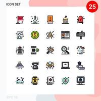 25 interface do usuário pacote de cores planas de linha cheia de sinais modernos e símbolos de gesto de cozimento de luva votam elementos de design de vetores editáveis políticos