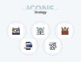 linha de estratégia cheia de ícones do pacote 5 design de ícones. caso. saco. chave. Solução de negócios. debate vetor