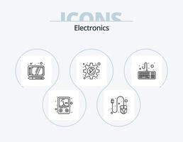 ícone da linha eletrônica pack 5 design de ícones. . microfone. soquete. microfone. USB vetor