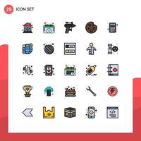 25 interface do usuário linha cheia pacote de cores planas de sinais e símbolos modernos de contabilidade bebida broca jantar café da manhã editável elementos de design vetorial vetor