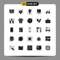 25 ícones criativos sinais modernos e símbolos de rede de creme de servidor de ciclo doce elementos de design de vetores editáveis