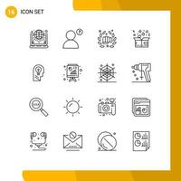16 ícones criativos sinais e símbolos modernos de caixa de luta de coração de negócios elementos de design de vetores editáveis de caridade