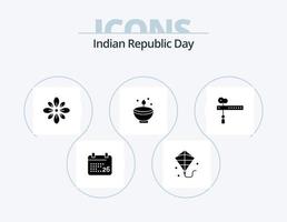 pacote de ícones do glifo do dia da república indiana 5 design de ícones. luminária. diwali. decoração. deepavali. comemoro vetor