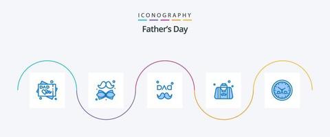 pacote de ícones do dia dos pais azul 5, incluindo relógio. Dia dos Pais. Papai. pai. saco vetor