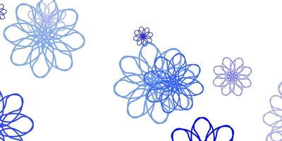 modelo de doodle de vetor azul claro com flores.