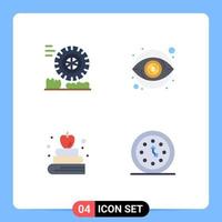 4 conceito de ícone plano para sites móveis e aplicativos fricção educação olho dinheiro relógios elementos de design de vetores editáveis
