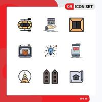 9 ícones criativos sinais modernos e símbolos de ideias produção online laptop e elementos de design vetorial editáveis vetor