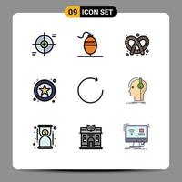 9 interface do usuário pacote de cores planas de linha cheia de sinais e símbolos modernos de elementos de design de vetores editáveis on-line da seta de rotação