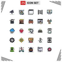 conjunto de 25 sinais de símbolos de ícones de interface do usuário modernos para aplicativos de computador wi-fi, jogo de matemática, elementos de design de vetores editáveis