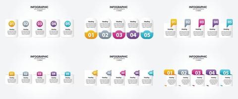 conjunto de design plano de infográficos de ilustração vetorial para folheto publicitário e revista vetor