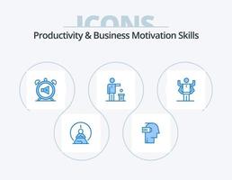 produtividade e habilidades de motivação de negócios ícone azul pack 5 design de ícones. Ideias. mau. mental. som. mudo vetor