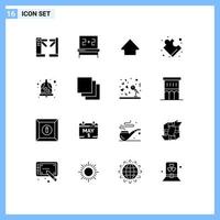 conjunto de 16 sinais de símbolos de ícones de interface do usuário modernos para casamento em cascata solução de amor elementos de design de vetores editáveis