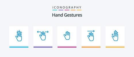 pacote de ícones azul 5 de gestos de mão, incluindo gesto. pra cima. linguagem corporal. cursor de mão... design de ícones criativos vetor
