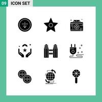 conjunto de 9 sinais de símbolos de ícones de interface do usuário modernos para a construção de kit de primeiros socorros manuais muçulmanos rezam elementos de design de vetores editáveis