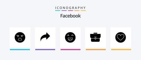 pacote de ícones do facebook glyph 5 incluindo coração. bolsa de trabalho. bate-papo. mala. saco. design de ícones criativos vetor