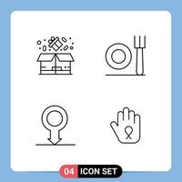 4 símbolos de sinais de linha universal de elementos de design de vetores editáveis de mão de restaurante de venda de sexo de caixa