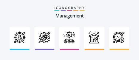 pacote de ícones da linha de gerenciamento 5, incluindo gerenciamento. o negócio. crescimento. tela. contente. design de ícones criativos vetor