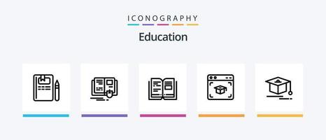 pacote de ícones da linha 5 de educação, incluindo . Educação. vídeo. design de ícones criativos vetor