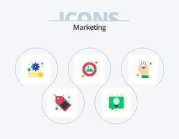 design de ícones do pacote de ícones planos de marketing 5. opinião. idéia. conversa. alvo. foco vetor