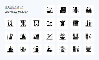 25 pacotes de ícones de glifos sólidos de medicina alternativa vetor