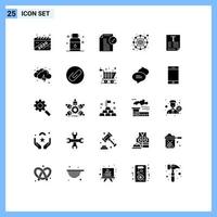 conjunto de 25 sinais de símbolos de ícones de interface do usuário modernos para aviso de conexão de spa de hierarquia de arquivos elementos de design de vetores editáveis