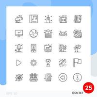 conjunto de 25 sinais de símbolos de ícones de interface do usuário modernos para a área de transferência apple livro de escola de natal elementos de design de vetores editáveis