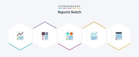 relatórios esboçam 25 pacotes de ícones planos, incluindo carta. dados. relatório. dois. página vetor
