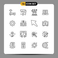 16 ícones criativos sinais e símbolos modernos de configuração de elementos de design de vetores editáveis de seminário de computador de negócios de vídeo