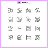 16 ícones criativos sinais modernos e símbolos de elementos de design de vetores editáveis de estrada de fogo de folha americana de caixa