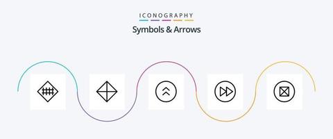 símbolos e setas linha 5 pacote de ícones incluindo música. Setas; flechas. símbolos. seta para a direita. pra cima vetor