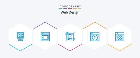 web design 25 pacote de ícones azul, incluindo configuração. rede. Projeto. aplicativo. rede vetor